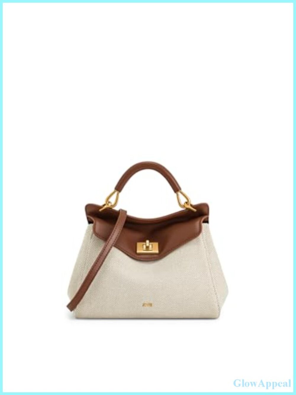 Canvas Top Handle Satchel Handbag with Gold Hardware